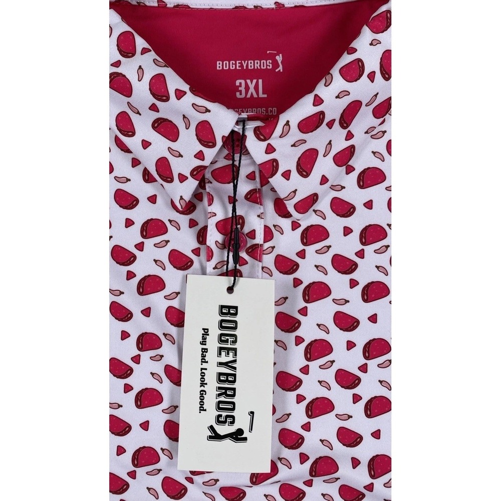 Bogey Bros Pink Taco AOP Polo Golf Shirt Men's 3XL Brand New - Picture 6 of 7